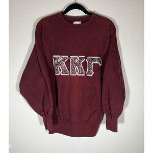 Vintage 80s Champion maroon reverse weave Kappa Kappa Gamma floral sweatshirt L